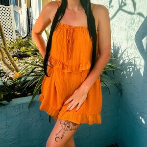 Golden yellow/orange babydoll romper